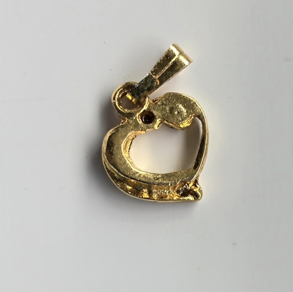 Vintage Heart Pendant White Rhinestone Gold Tone - Picture 2 of 3